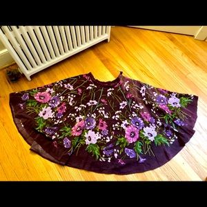 Corduroy Floral Sequin Flare Skirt